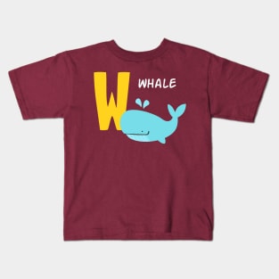 whale alphabet W funny Kids T-Shirt